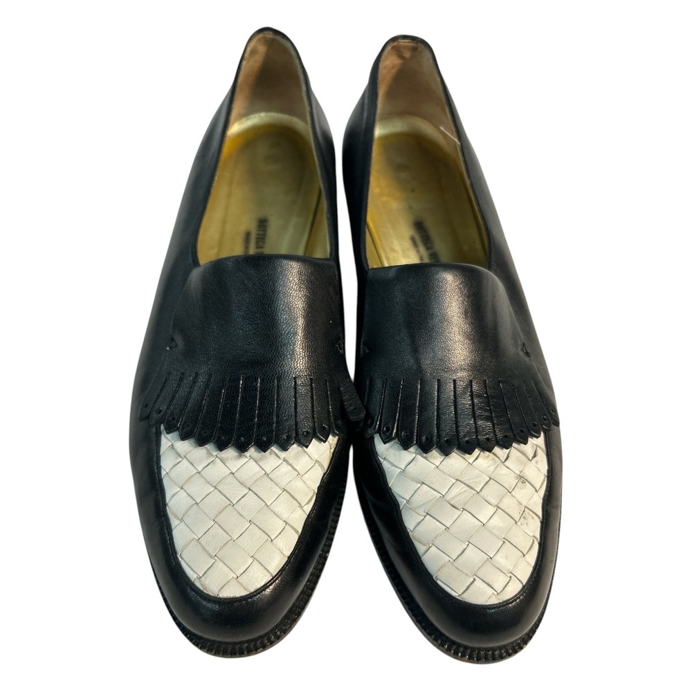 Bottega Veneta Black Leather Loafers Women's 10B Made in Italy Quiet Luxury